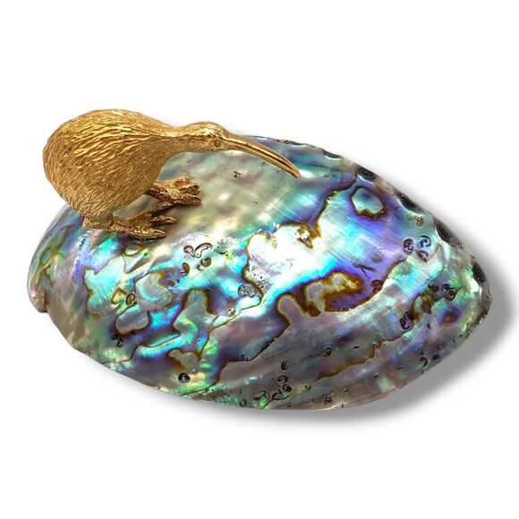 Vintage Paperweight Ariki New Zealand Kiwi Paua Genuine Shell Figurine - Picture 2 of 12